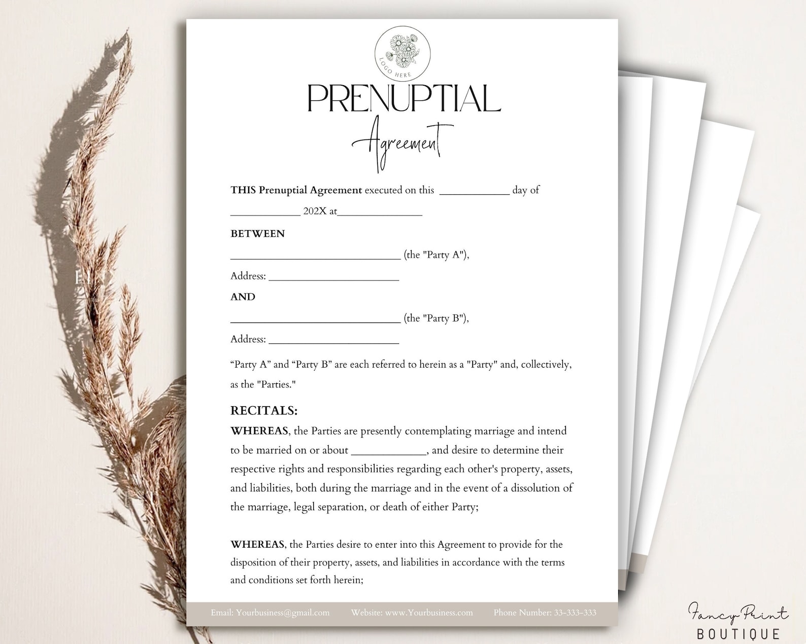 Prenuptial Agreement Template, Antenuptial Agreement, Editable Prenup