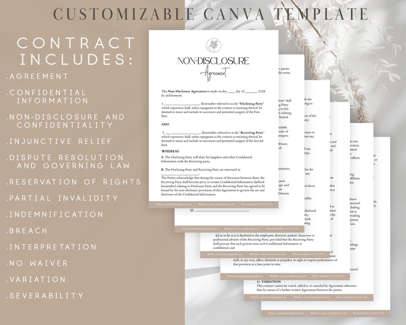 Non-Disclosure Agreement Template, Contractor NDA, NDA Template Agreement, Editable Confidential Disclosure Agreement ,Non Disclosure Canva image 3