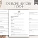 Exercise History Form Template, Pdf, Canva - Etsy