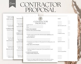 Contractor Proposal Template, Project Proposal Services, Pdf, Canva