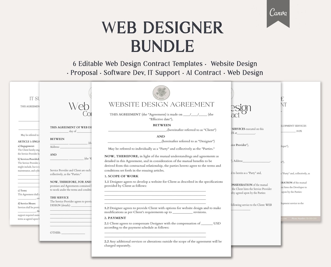 Web Design Offer Sample Web Designer Bundle, 6 Editable Web Design Contract Templates, Website ...