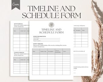 Timeline and Schedule Form Template, Event Itinerary Pdf, Canva