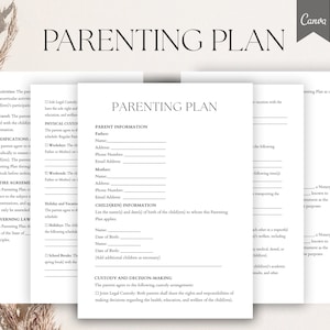 Parenting plan template, Editable Parenting plan Form, Child Custody Form, Custody Agreement Template Pdf,Canva