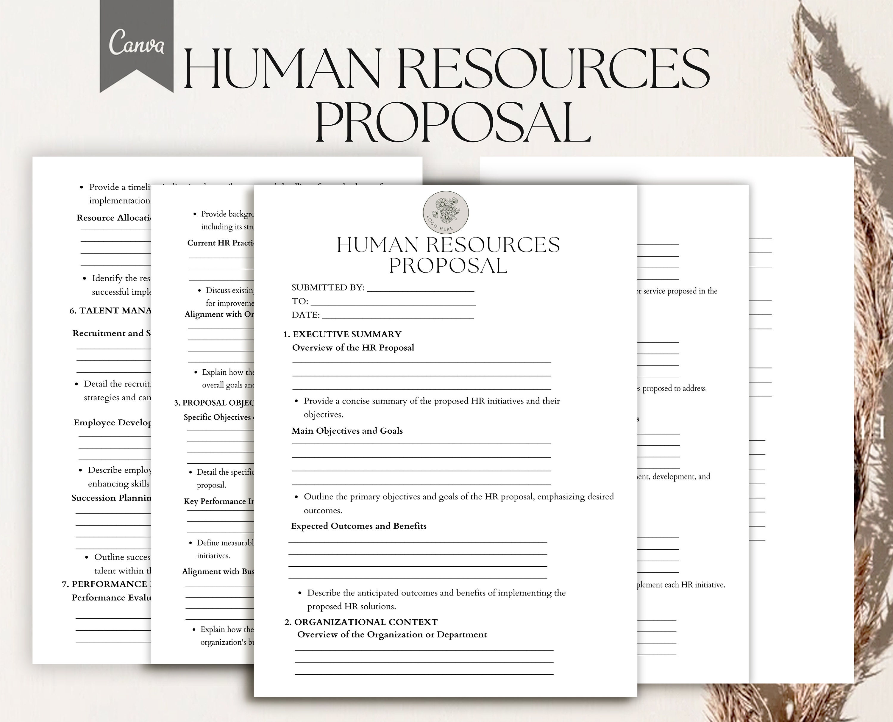 Human Resources Proposal Template, HR Proposal Form Pdf, Canva - Etsy