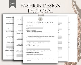 Fashion Design Proposal, Fashion Design Project, Collection Concept Form, Fashion Business Proposal, Pdf,Canva