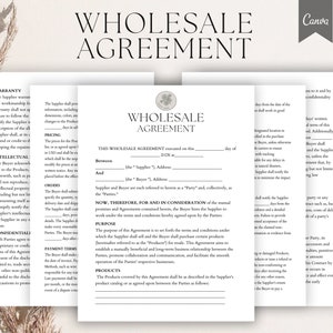 Wholesale Agreement Template, Wholesale Services Agreement, Wholesale Terms, Editable Wholesale contract ,Pdf, Canva