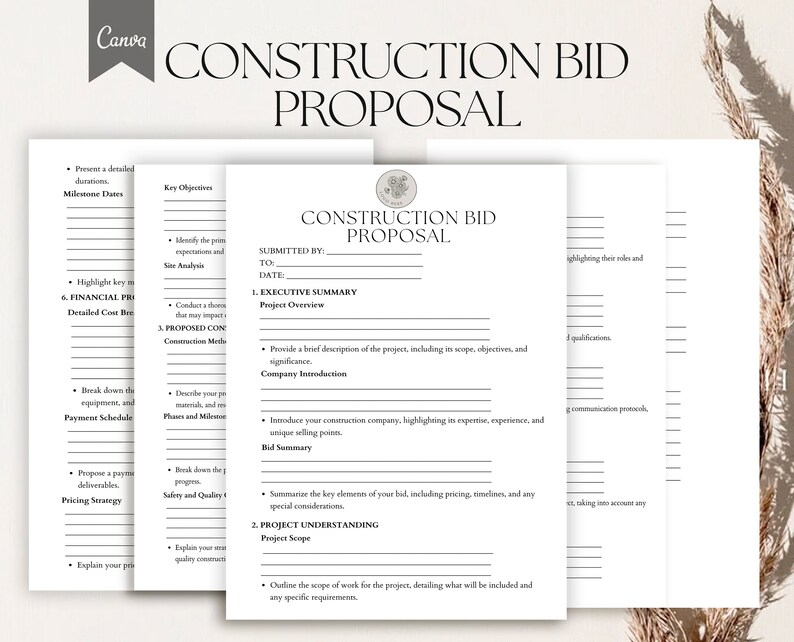 Construction Bid Proposal, Construction Business Proposal, Construction ...