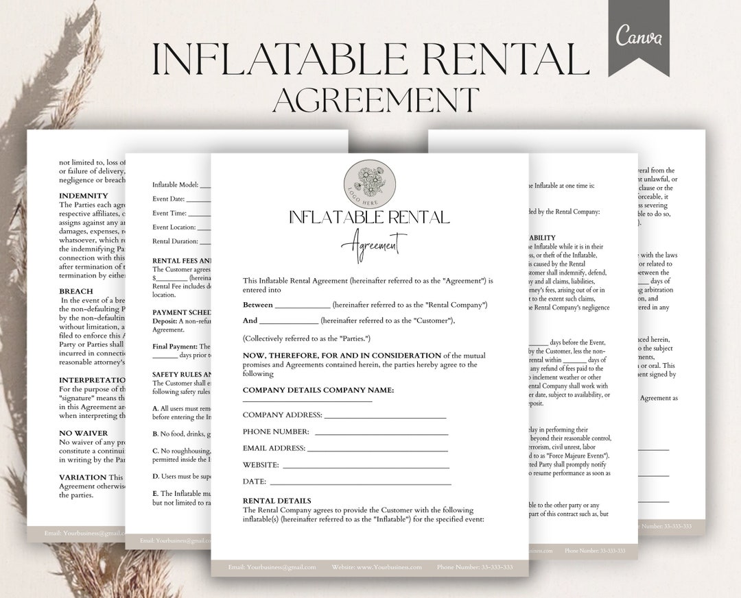 Inflatable Rental Agreement Template Editable Inflatable Rental Inflatable Rental Agreement Template Editable Inflatable Rental