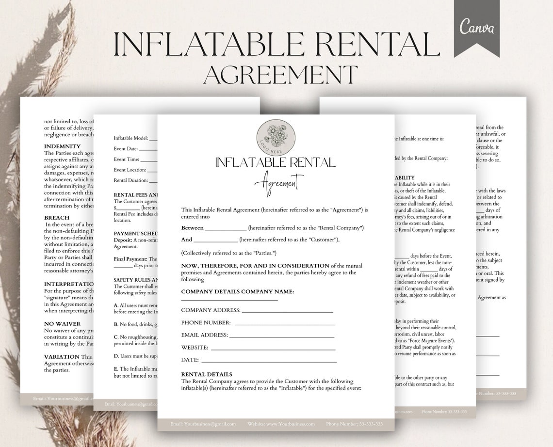 Inflatable Rental Agreement Template Editable Inflatable Rental Inflatable Rental Agreement Template Editable Inflatable Rental