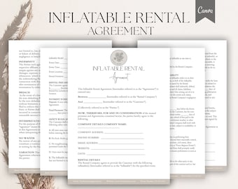 Inflatable Rental Agreement Template, Editable Inflatable Rental Contract, Bounce House Rental Agreement, Event Rental Agreement Pdf, Canva