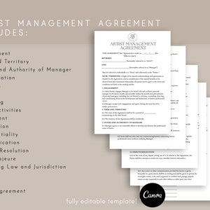Acuerdo de gestión de artistas, contrato de agencia de talentos, acuerdo de administrador personal, acuerdo de administrador de banda, pdf Canva imagen 4