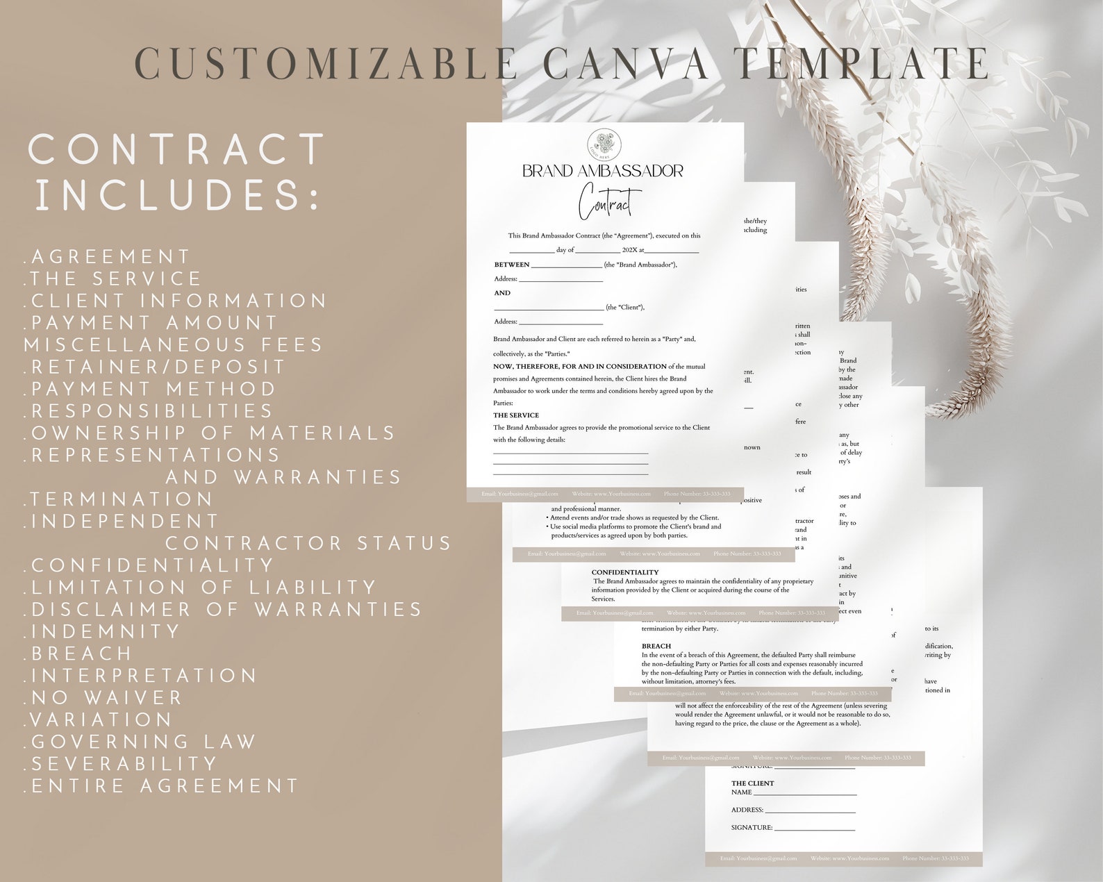 Brand Ambassador Agreement, Brand Ambassador Business Contract Template ...