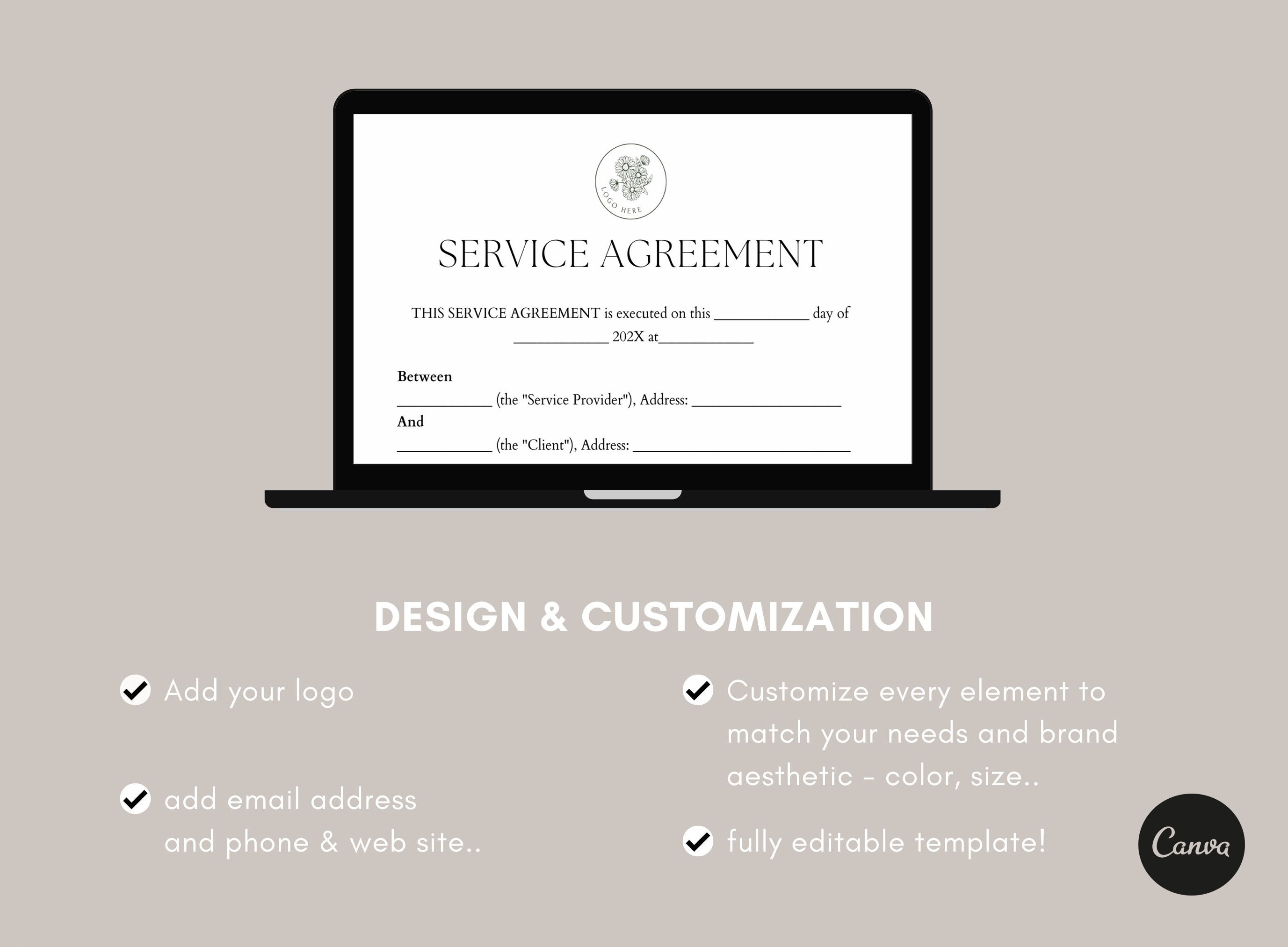 Editable Service Agreement, Service Terms and Conditions ,service ...