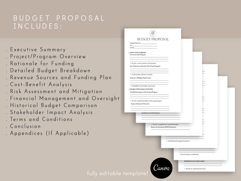 Budget Proposal, Project Budgeting form, Financial proposal template, Pdf, Canva image 3