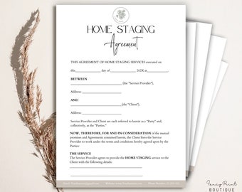 Editable Home Staging agreement, Property Staging Contract, Residential template form, Home staging Services, Property Staging Canva