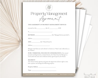 Editable Property Management Agreement, Property Management services Template form, Property Management Contract, Management Contract Canva