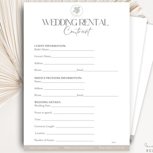 Wedding Rental Service Agreement, Editable Wedding Rental Contract, Wedding Service Forms, Event rental terms and conditions Canva