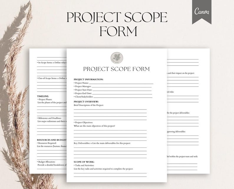 Project Scope Form Template, Pdf, Canva - Etsy