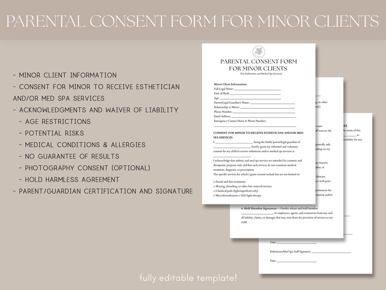 Minor Agreement.pdf Parental Consent Form for Minor Clients, Parental Authorization for ...