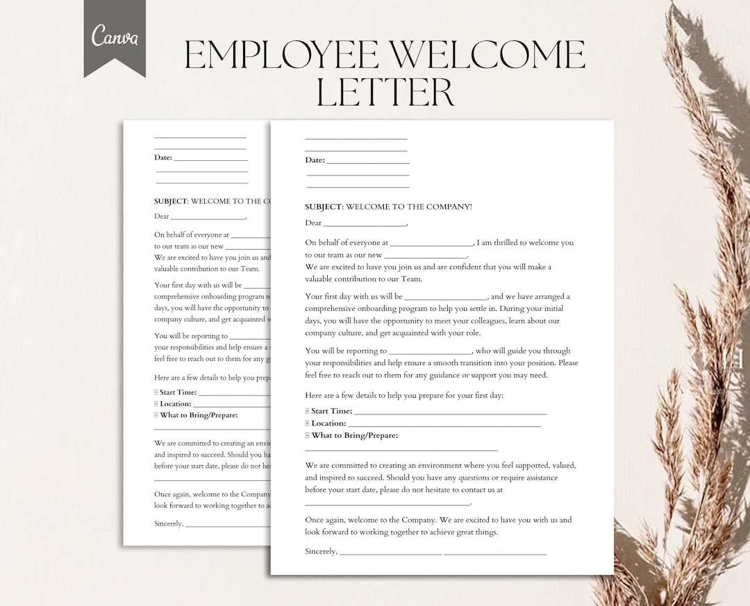 Employee Welcome Letter Template, PDF, Canva - Etsy
