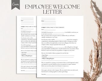 Modelo de carta de boas-vindas ao funcionário, PDF, Canva