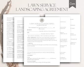 Accord d'aménagement paysager de service de pelouse, Accord d'entretien de pelouse et de services d'aménagement paysager, Accord d'entretien de pelouse, Contrat de service, Pdf, Canva