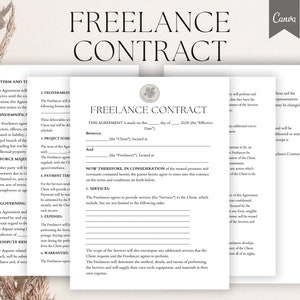 Freelance Contract Template, Editable Contract for Freelancers, Freelance Service Agreement, Independent Contractor Form Pdf,Canva