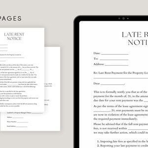 Late Rent Notice Template, Lease Eviction, Editable Late Rent Payment ...