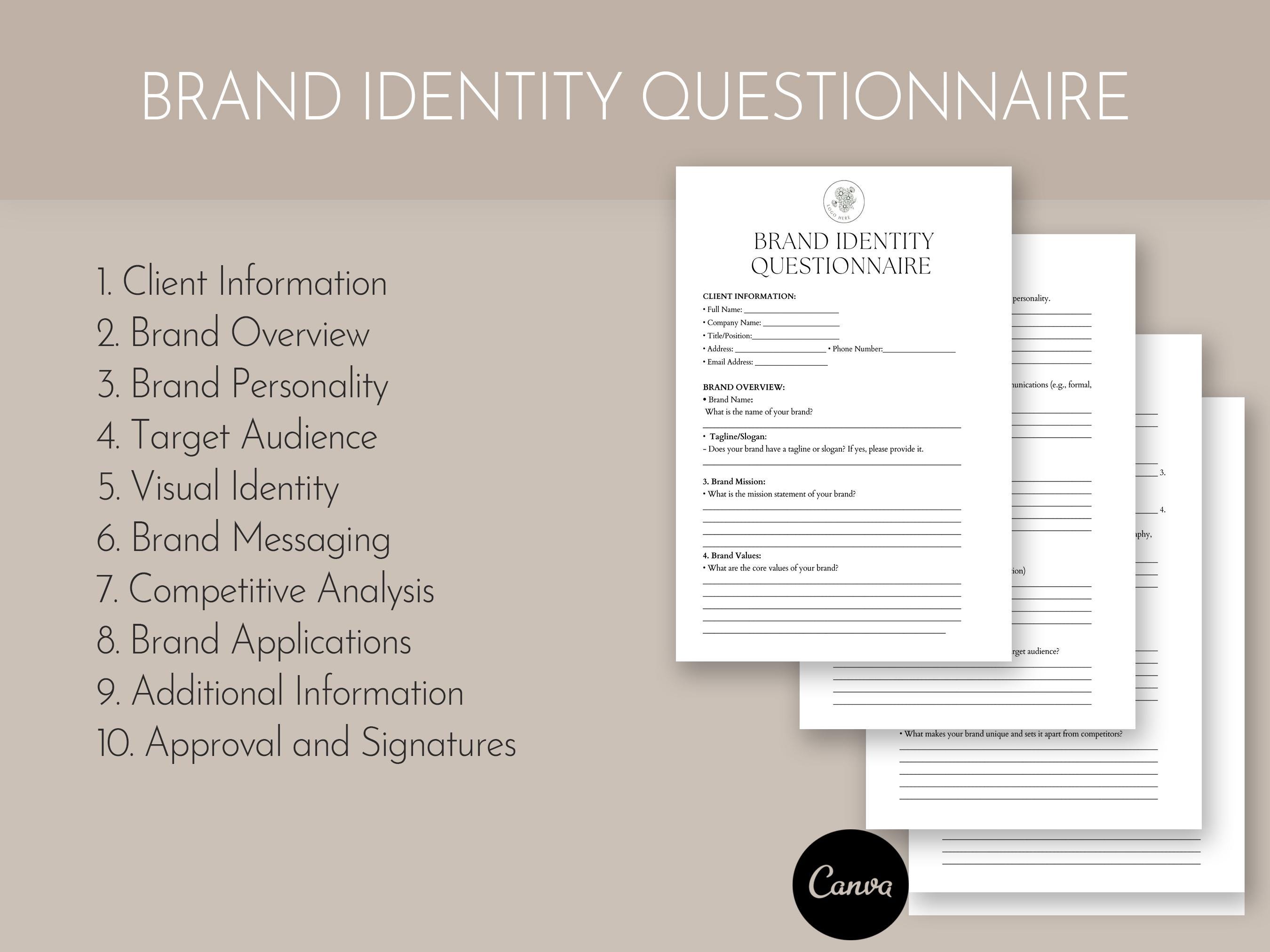 Brand Identity Questionnaire Form, Brand Strategy Questionnaire, Pdf ...