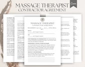 Massage Therapist Independent Contractor Agreement Template, Editable Massage Therapist Contract Template Contract Form Pdf, Canva