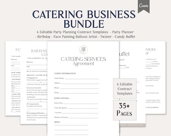 Catering Business Bundle, 6 Editable Catering Contract Templates,| Proposal, Meal Prep, Bartending & Food Truck, Instant Download