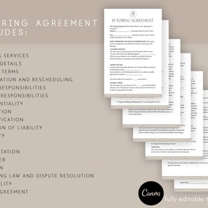 Tutoring Service Agreement Template, Editable Tutoring Service Contract ...