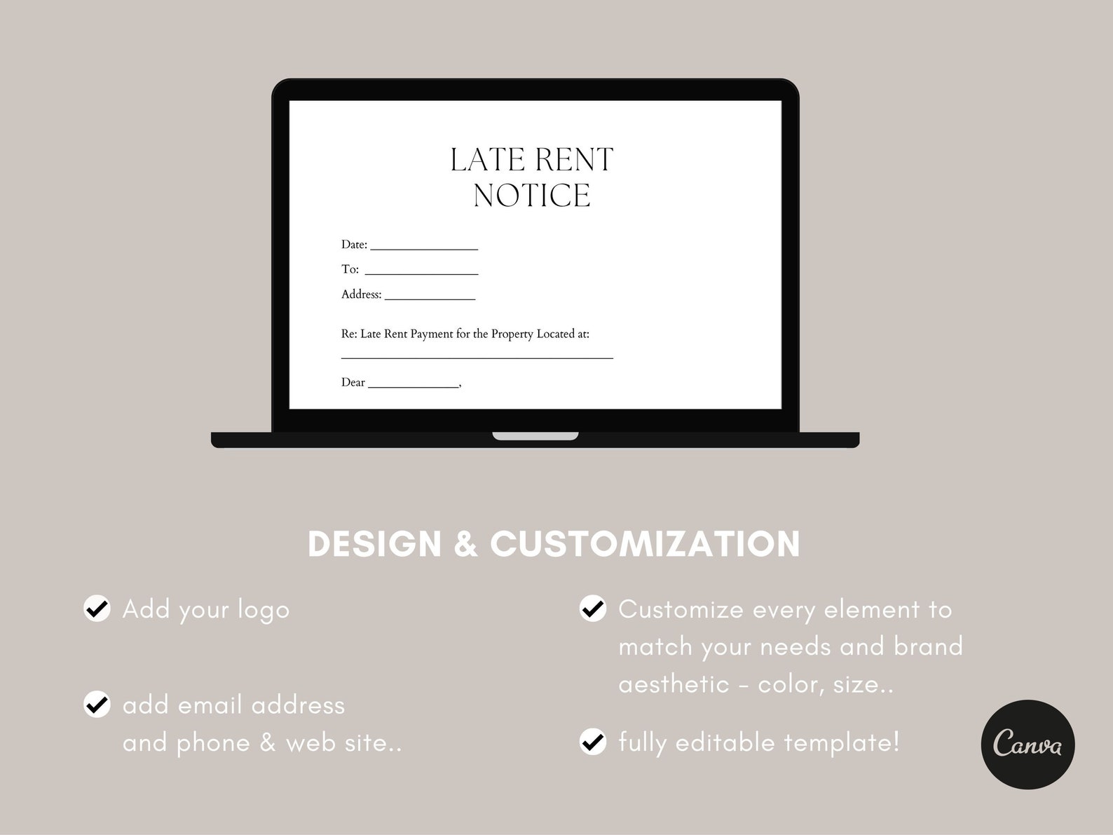 Late Rent Notice Template, Lease Eviction, Editable Late Rent Payment ...