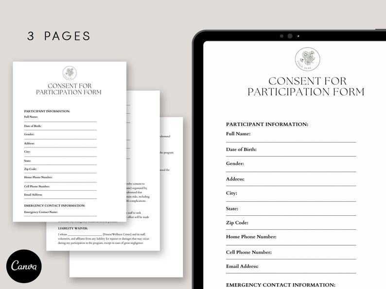 Consent Order Clean Break Form.pdf Consent for Participation Form Template, Pdf, Canva - Etsy Australia