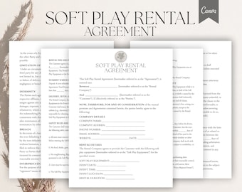 Editable Soft Play Party Rental Agreement, Party Rental Contract, Soft Play Business Forms, Soft Play Equipment Rental,Soft Play forms Canva