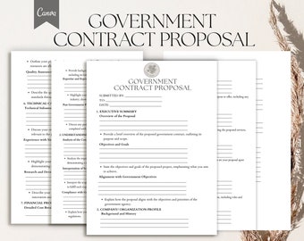 Overheidscontractvoorstel, sjabloonformulier, pdf, canva