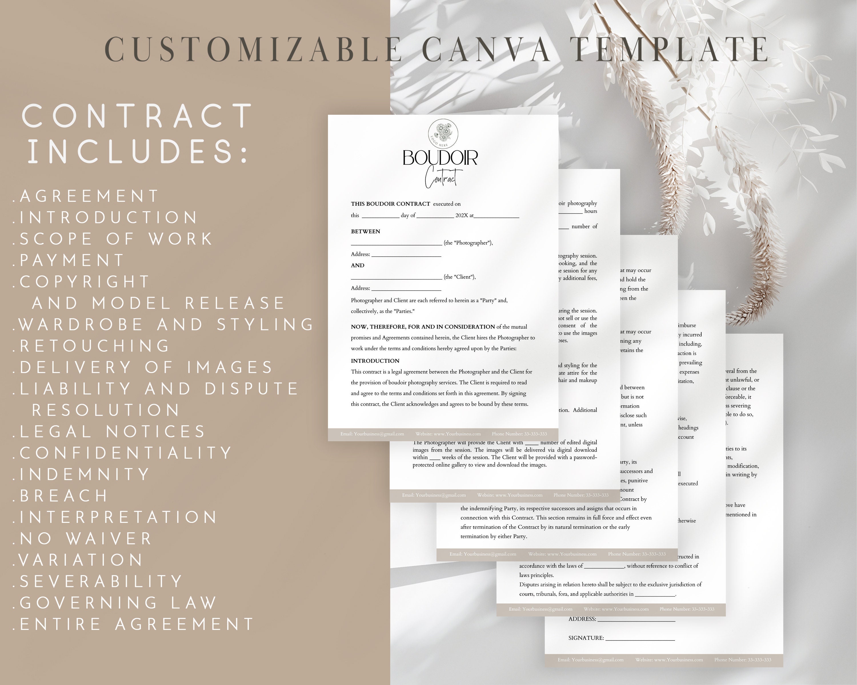 Boudoir Contract Template editable Boudoir Contract Form for Boudoir Contract Template editable Boudoir Contract Form for