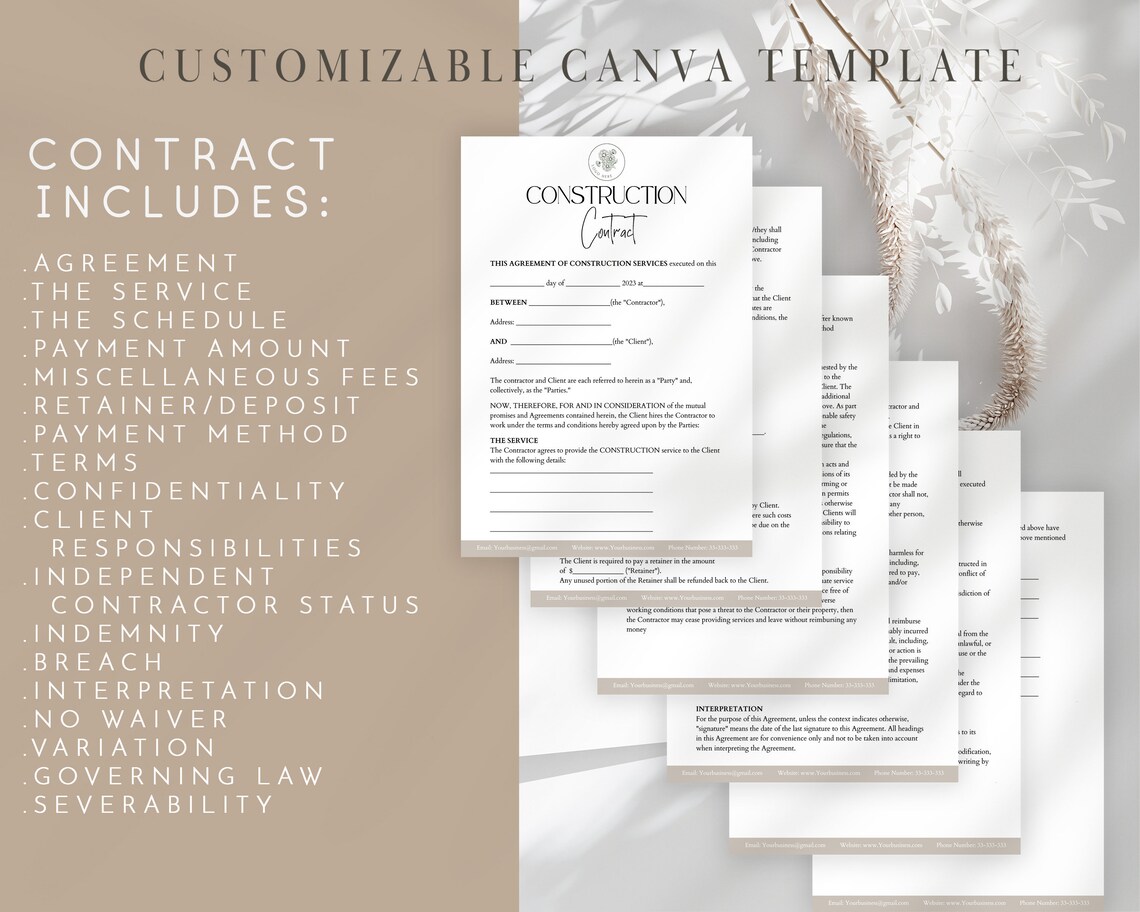 Editable Construction Contract Form, Contractor Contract Template ...