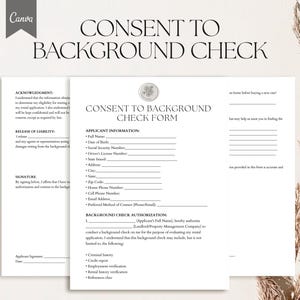 Plantilla de formulario de consentimiento para verificación de antecedentes, PDF, Canva