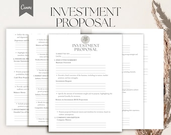 Sjabloon voor investeringsvoorstel, formulier voor financieringsvoorstel Pdf, Canva