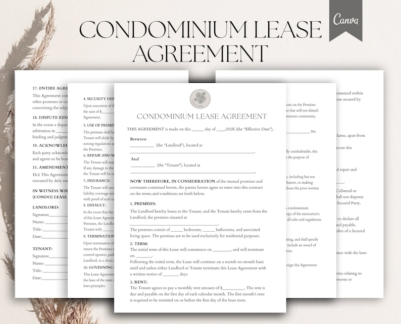 Condominium Lease Agreement Template, Condominium Rental Agreement ...