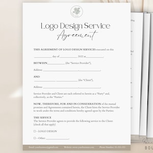 Editable Freelance Logo Design Contract, Graphic Design Contract Template, Client Agreement, Logo Designer Contract, logo Design Agreement