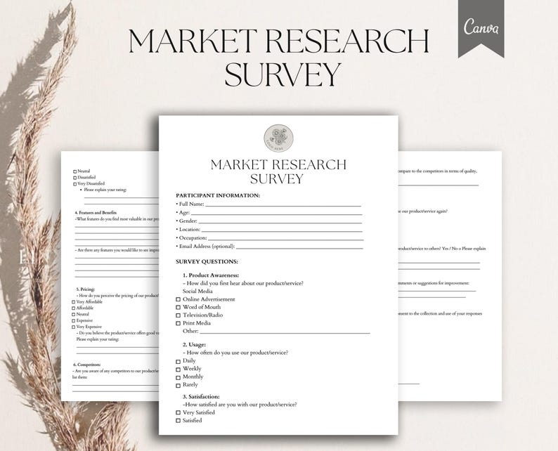 Marknadsundersökningsformulär, PDF, Canva bild 1