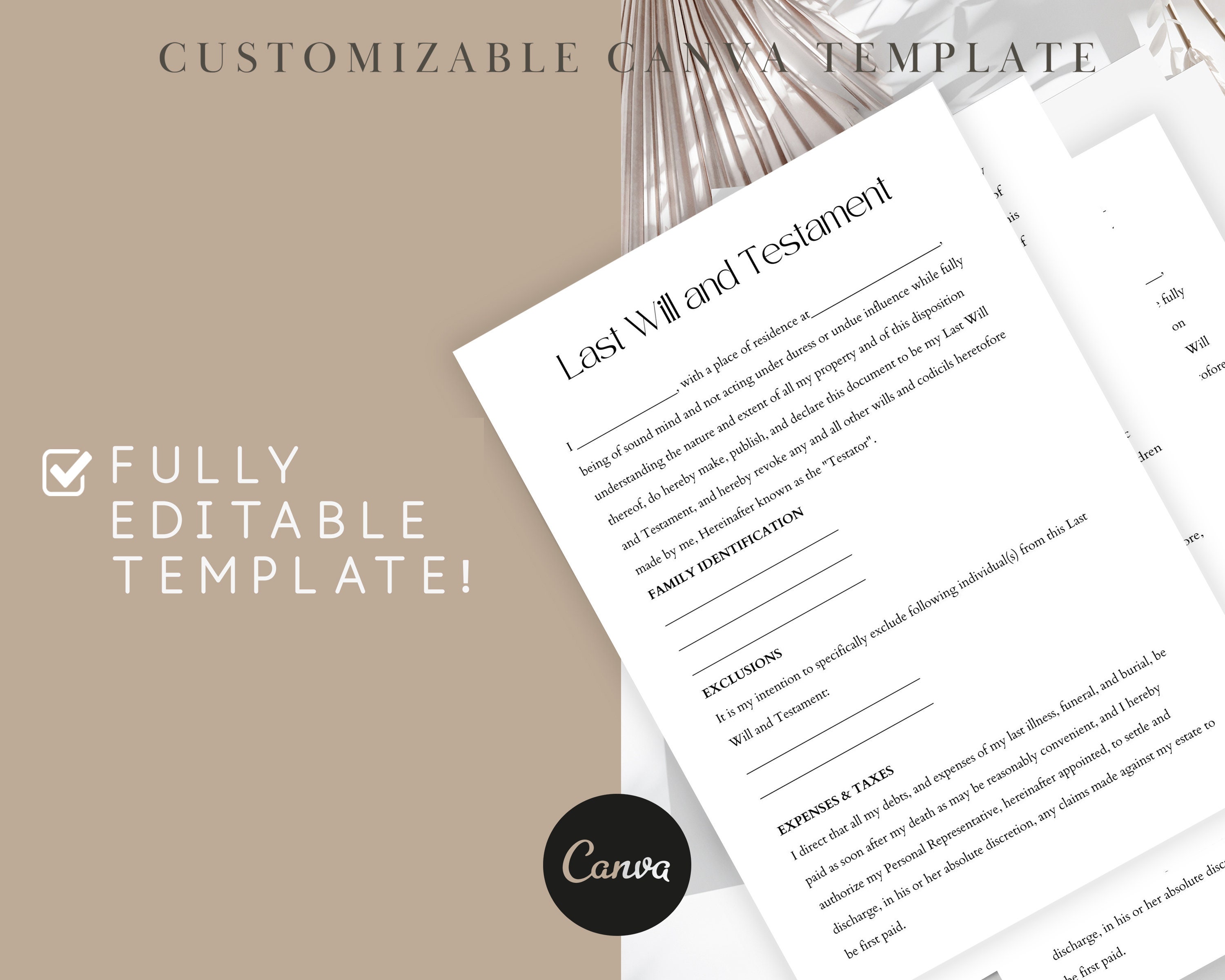 editable last will and testament form, last will and testament
