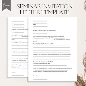 Seminar Invitation Letter Template, PDF, Canva