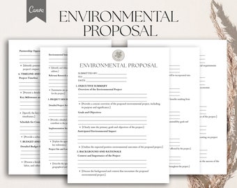 Environmental Proposal Template, Sustainability Project form, Minimalist Environmental Proposal form Pdf,Canva