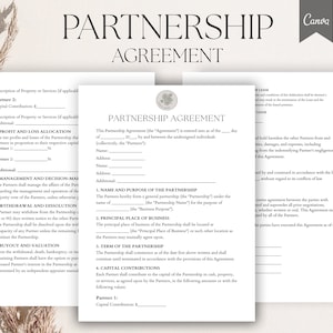 Modelo de contrato de parceria editável, Formulário de contrato de parceria, Contrato de parceria comercial, Contrato de compartilhamento Pdf,Canva