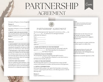 Editable partnership agreement template, Partnership Agreement Form, Business Partnership Agreement, Share Agreement Pdf,Canva