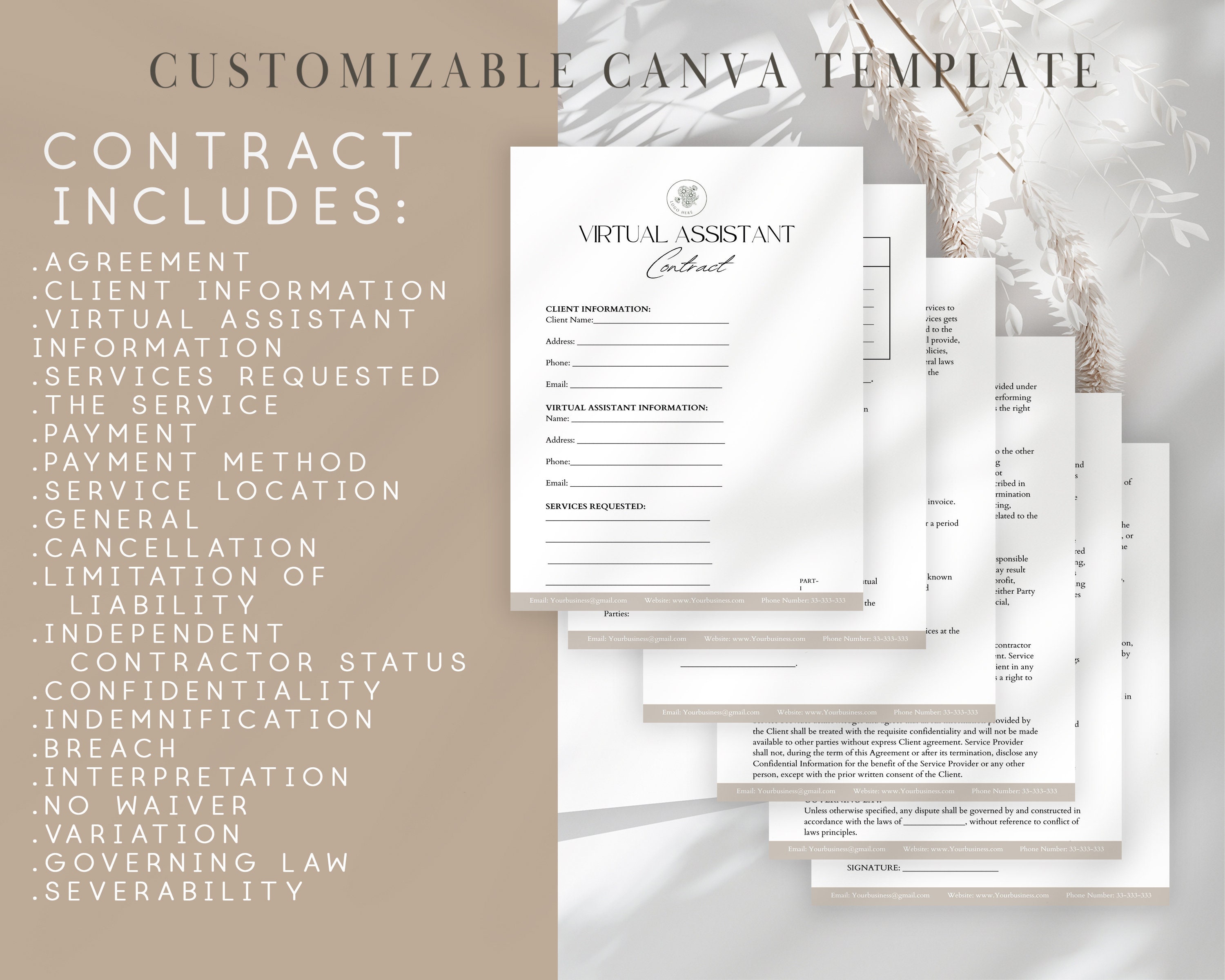 Virtual assistant contract template client agreement personal