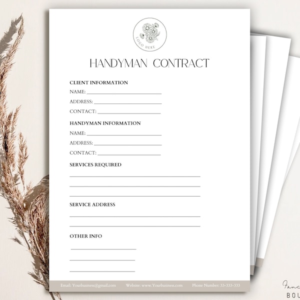 Handyman Agreement Template Etsy
